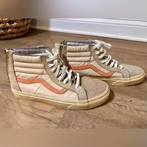 Vans Leather High-Tops with Orange Accent